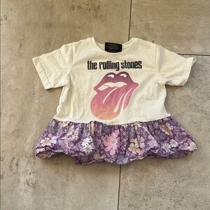 Rolling Stones Kids Shirt with Purple Floral Ruffle